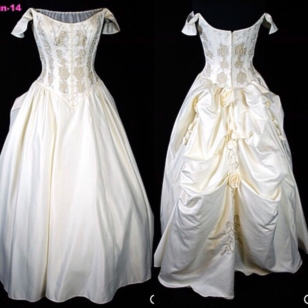 Cinderella Renaissance embroidered ivory gown